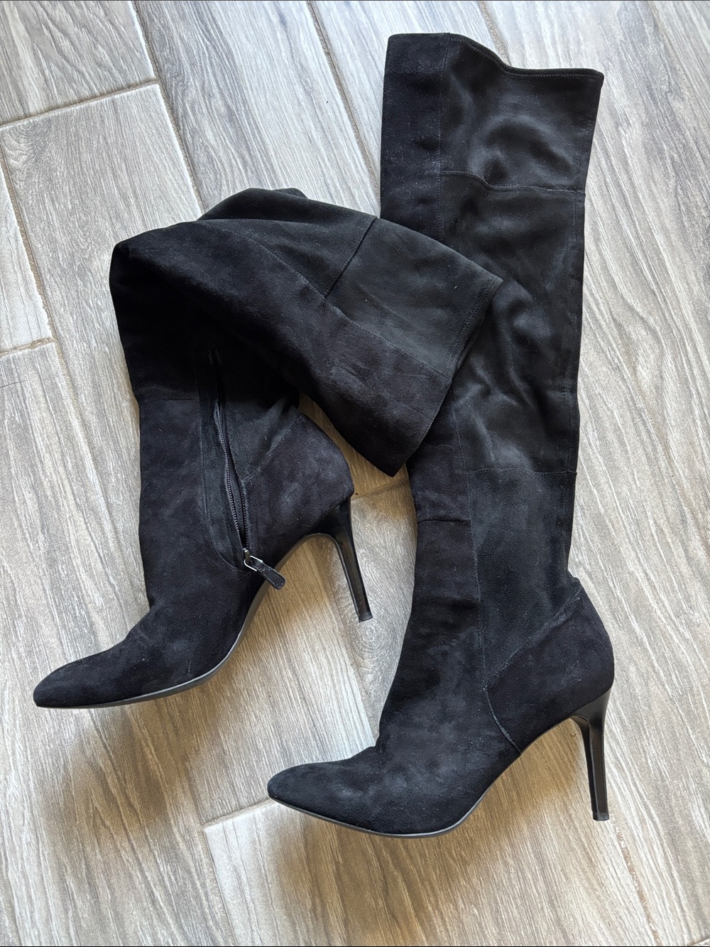Women's Cole Haan Black Suede High-Heel Knee Boots